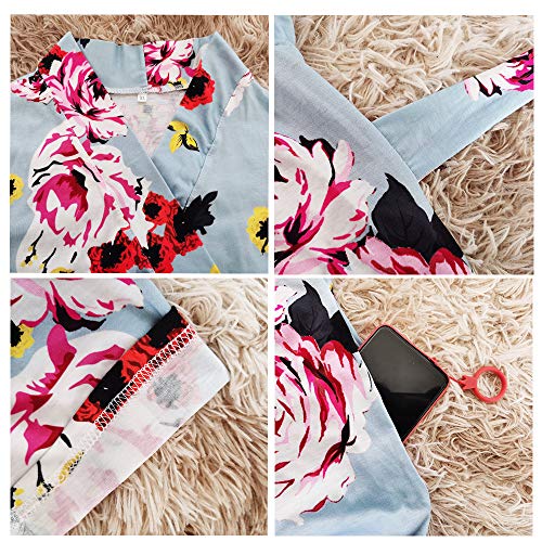 Image of SUFEINI Maternity Robe and Matching Baby Swaddle Blanket Set, Mommy Robe with Receiving Blanket Girls Boys Sleepwear