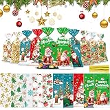 Gigmeta 100 Sachet Biscuit Noel, 10 Styles Sachets Transparents pour Biscuits, Sachet cade...