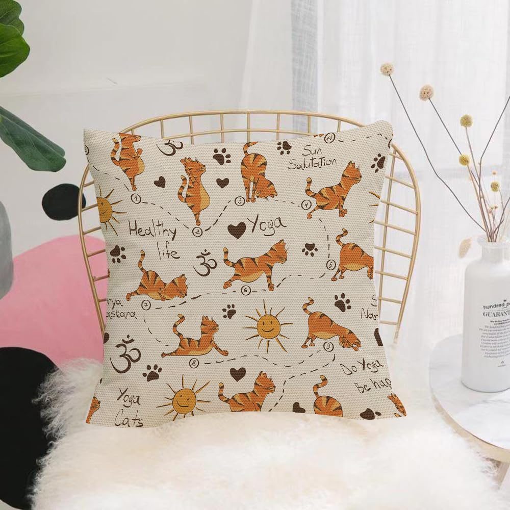 HYOSXW Cushion Cover,Throw Pillow Case Home Decorative for Living Room Bedroom Sofa Chair 16X16 Inch,Cute cartoon farm animals meditation seamless pattern. Yoga animals pattern. Ca,Pillowcase 40X40cm