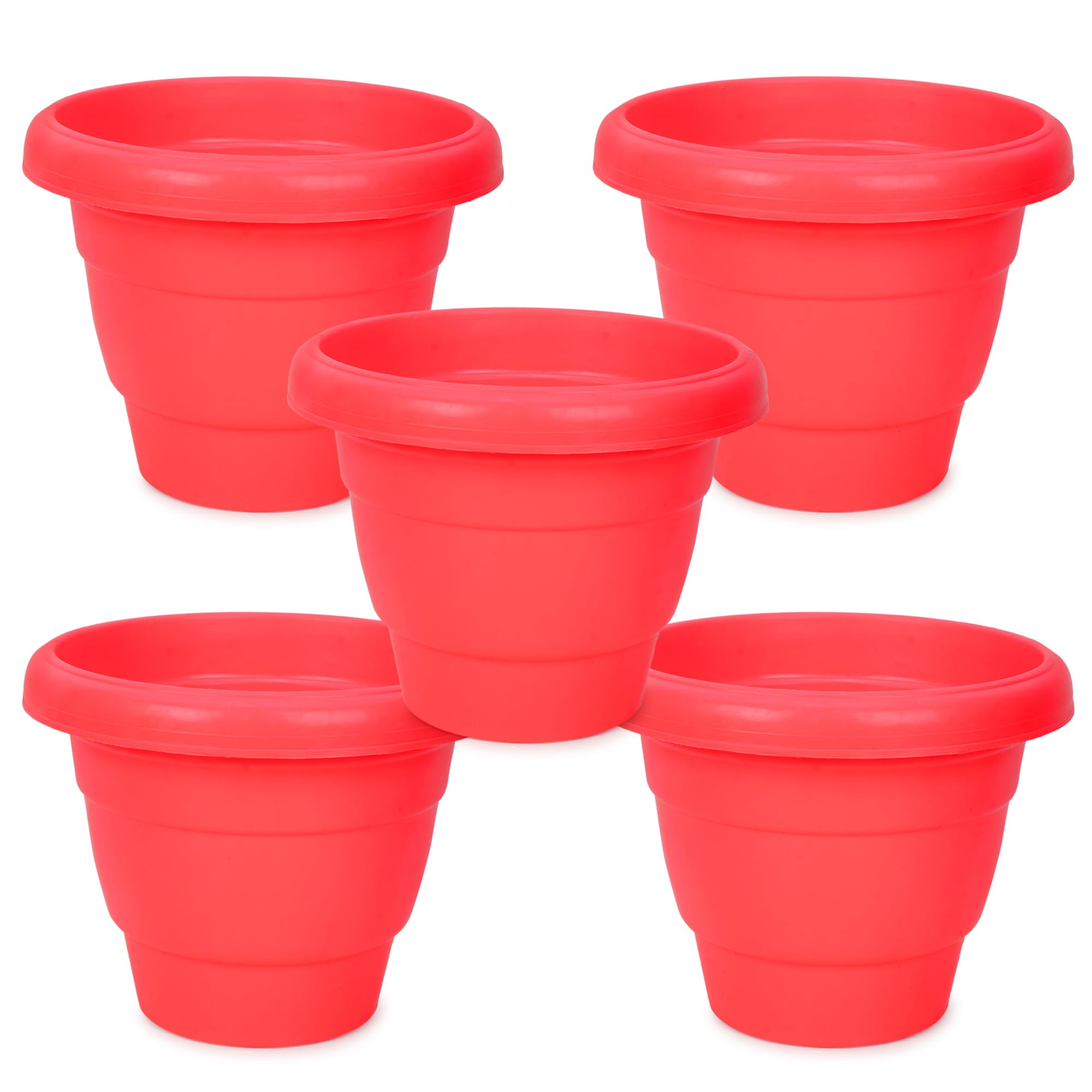 JOREN Heavy Plastic Flower Pots | Flower Pots for Home Balcony and Terrace Gardens | Durable Planting Pots for Home Plants | Heavy Duty Plastic Flower Planters 8 INCH (Pack of 5) (B0BRG1YX57) Amazon Price History, Amazon Price Tracker