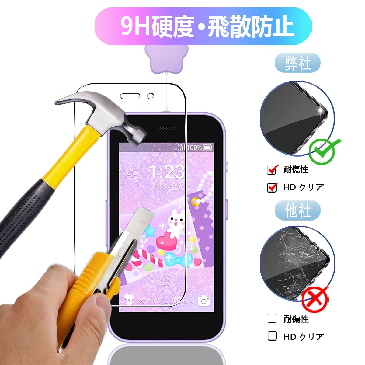 Amazon | 【2枚セット】 対応 SoftBank キッズフォン4 A503ZT ガラス 