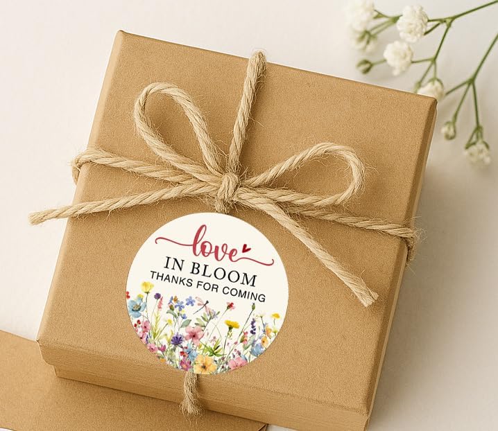 120 x Love in Bloom Wedding Stickers, Round Floral Labels, Bridal Shower Favor Stickers, Wedding Return Gift Stickers for Gift Bags, Candy Boxes, Envelopes, and Wedding Party Decorations, 1.6 inch - Image 7