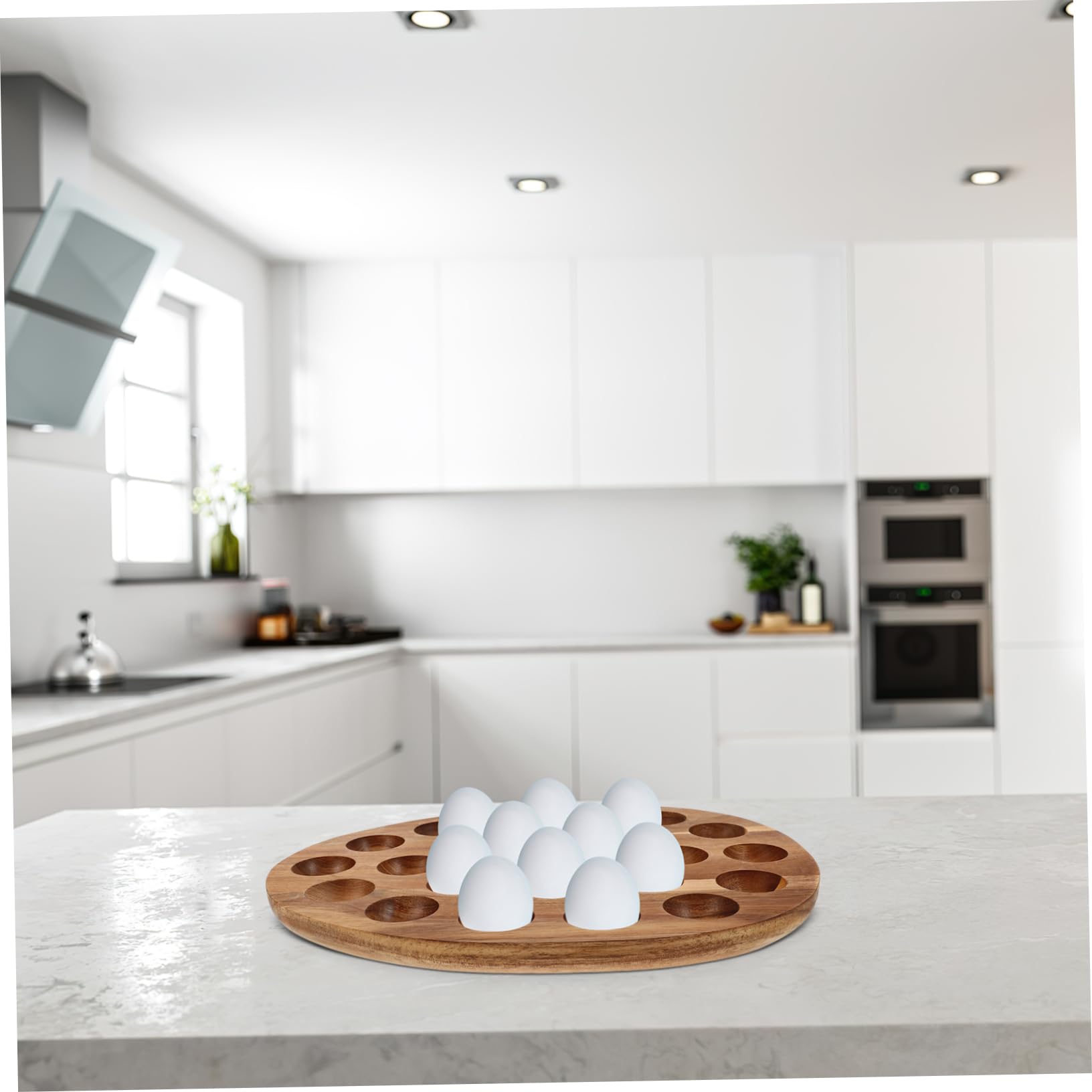 iplusmile Huevera De Madera para Nevera 24 Compartimentos, Soporte para Huevos De Gallina, Organizador De Cocina Versátil y Compacto para Refrigerador y Mesa De Comedor
