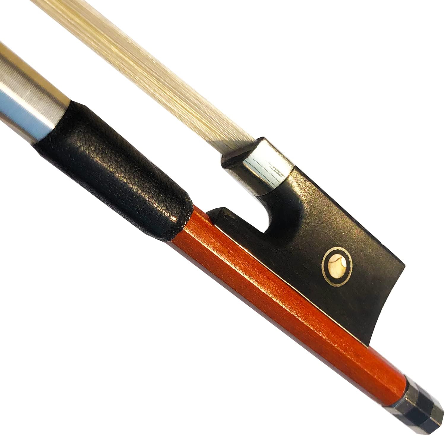 Brazilwood Ebony Violin Viola Cello Bow Full Size Ebony Frog with Natural Horsehair (Violin bow 4/4)