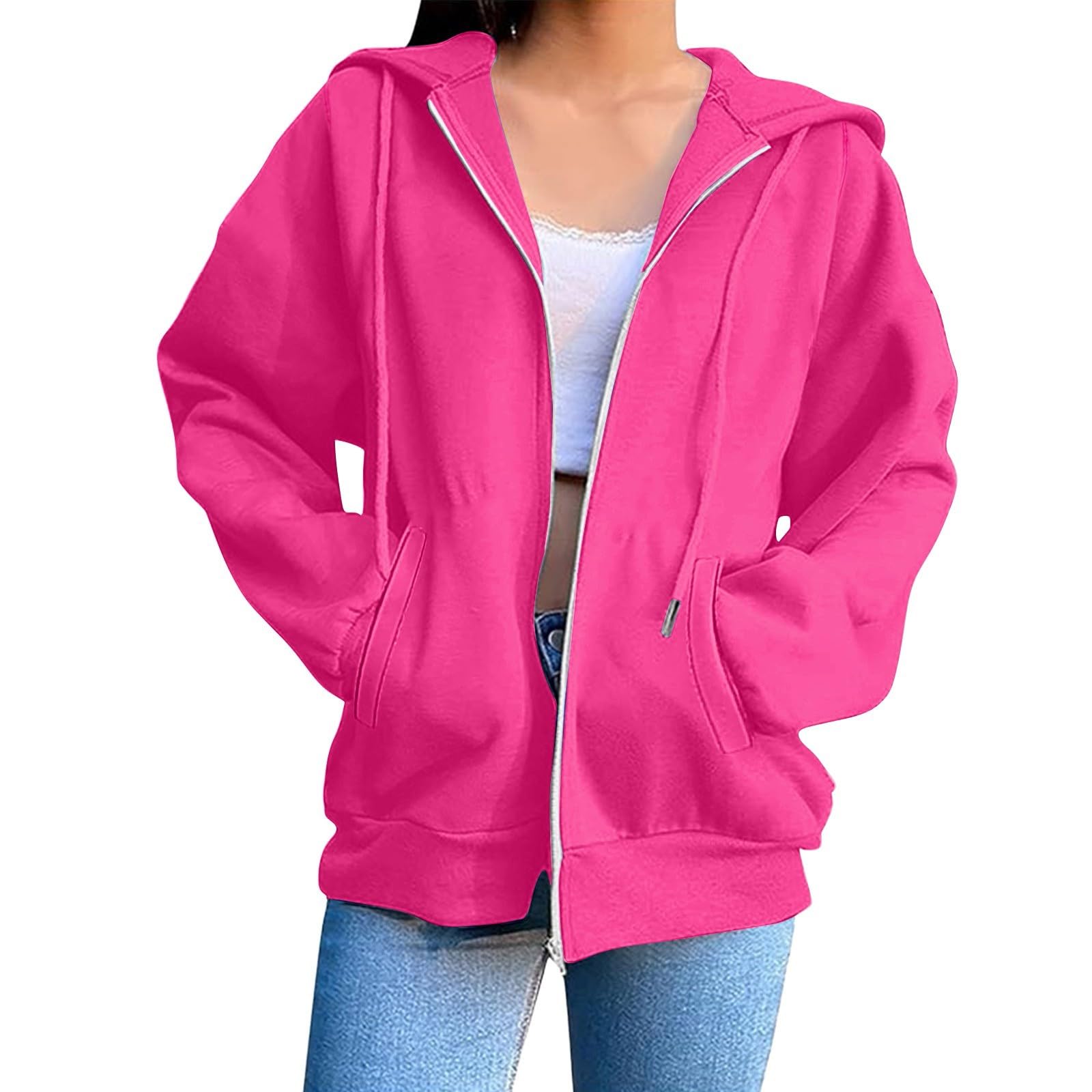 Sweat A Capuche Femme Zippé Oversize - Veste De Sport Legere Femme Été