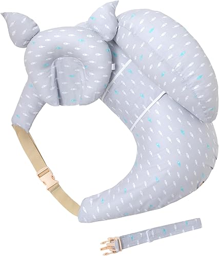 Almohada de lactancia para lactancia materna, almohadas de lactancia para más apoyo para mamá y bebé, con correa ajustable para la cintura
