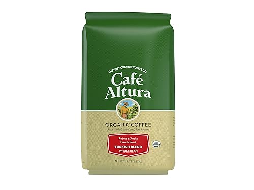 Cafe Altura Café orgánico en grano entero, expreso, 5 libras, turco (el embalaje puede variar)
