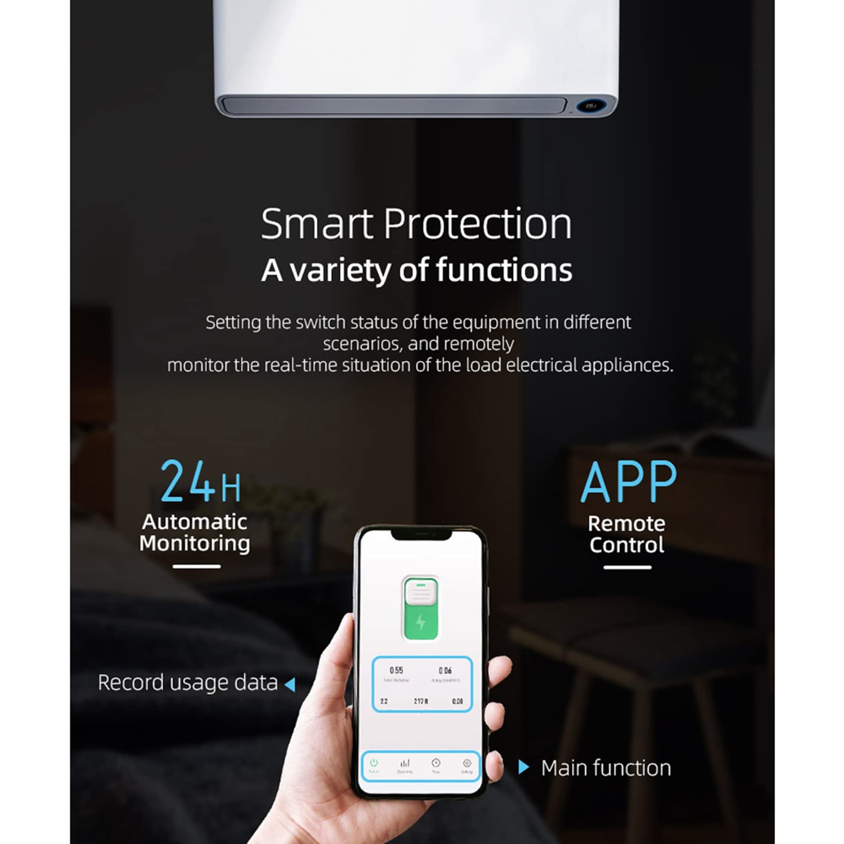 2 x 40 A Tuya jednofazowa szyna DIN, WiFi, inteligentny licznik energii, , zużycie energii, monitor watomierza, czarny z pomiarem
