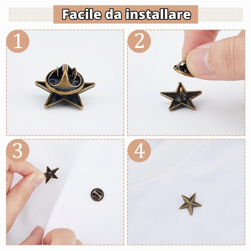 SUPERFINDINGS 24 Pz Spilla In Lega Di Stelle Del Memorial Day Di Luglio - Spilla Da Bavero In Bronzo Antico - Distintivi Con Stella A 5 Punti Per Premi Militari