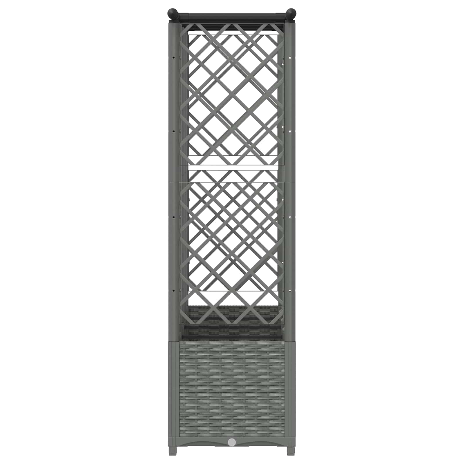 Aiuola rialzata con traliccio e tetto, grigio chiaro, 202 x 40 x 136 cm, in polipropilene | Fioriera flessibile per balcone e terrazza con aiuto per arrampicata integrato e pratico sistema di drenaggio.
