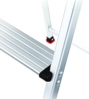 Vista 4 de Rubbermaid Escalera de 2 escalones, Taburete Escalón Plegable Ligero de Aluminio con Superficie Superior para Proyectos, Plateado, Probado según