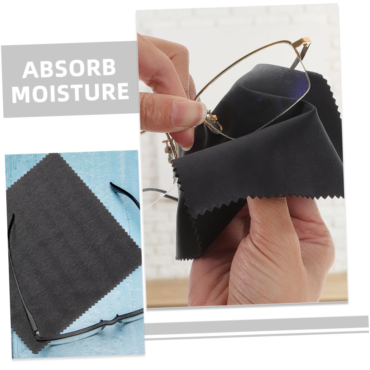 Limpiador Paños De Limpieza De Gafas Paño De Pelusa Para Lentes Trapo Para Limpiar Lentes Azul Tela Fibra Extrafina Black 50 Piezas*4