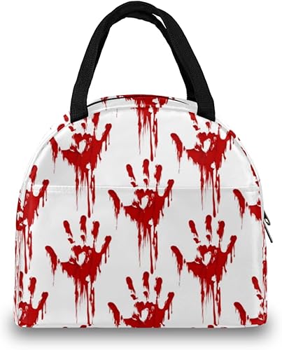 Miniatura 3 de Bolsa de almuerzo con estampado de manos de sangre aterradora para mujeres, adultos y hombres, lonchera aislada, pequeña a prueba de fugas, linda