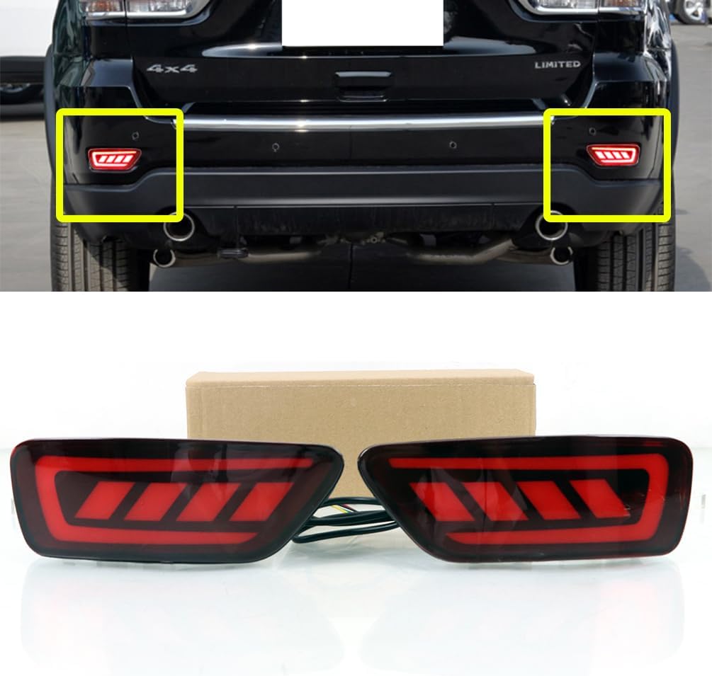 LED Tail Light Compatible With Jeep Grand Cherokee 2011-2021,Jeep Compass 2011-2016,Dodge Journey 2011-2017, Brake Light Rear Bumper Reflector Fog Lamp Turn Signal Light