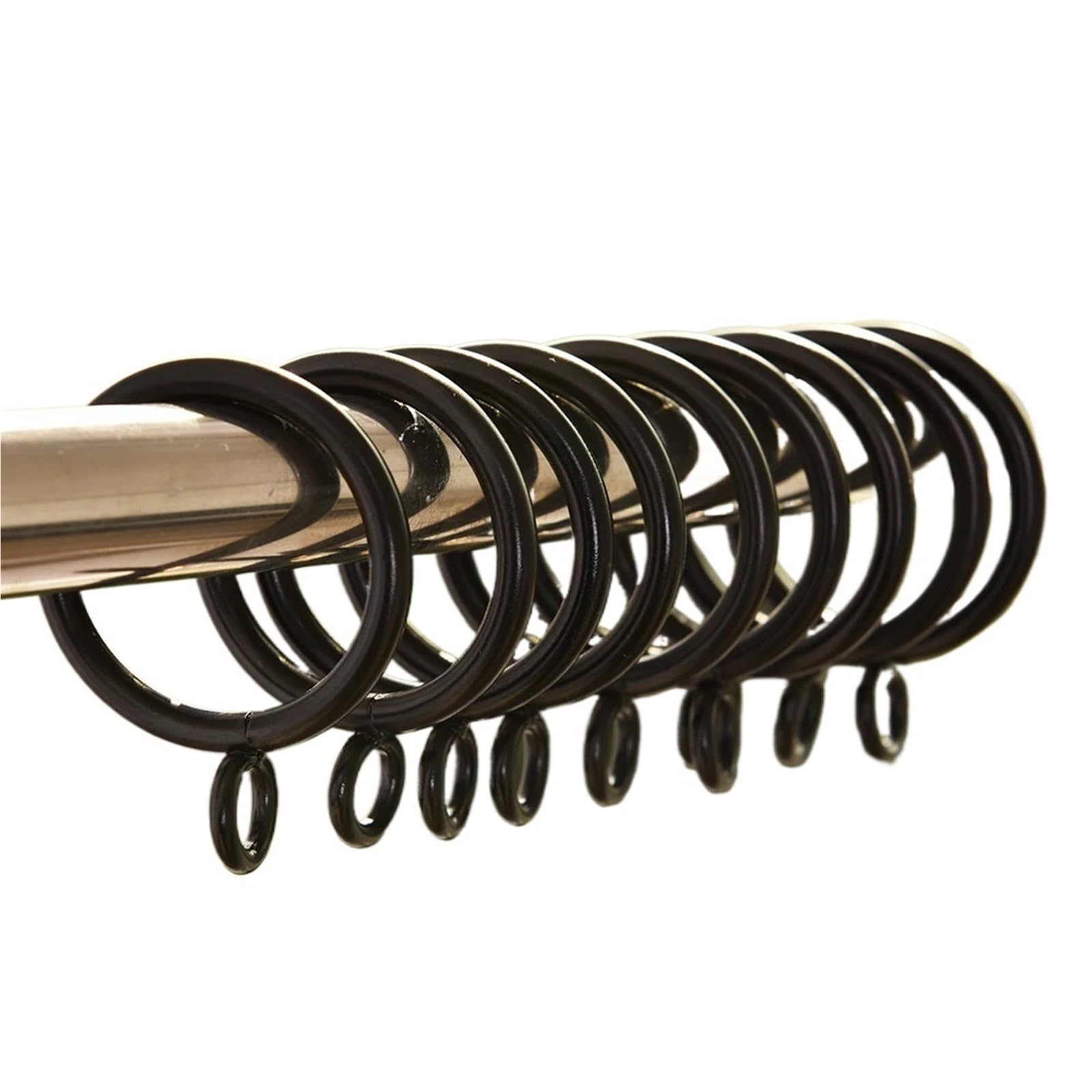 Anneaux de rideaux, Anneaux de rideau 100 pièces anneaux suspension en métal noir 5 tailles(25mm Black)