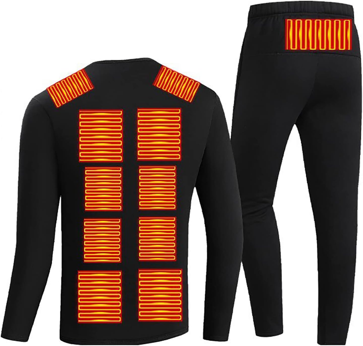 Heating Thermal Underwear for Men Winter Long Top + Pants USB Charging Heating Body Suit Thickened Coldproof Ski Base Layer