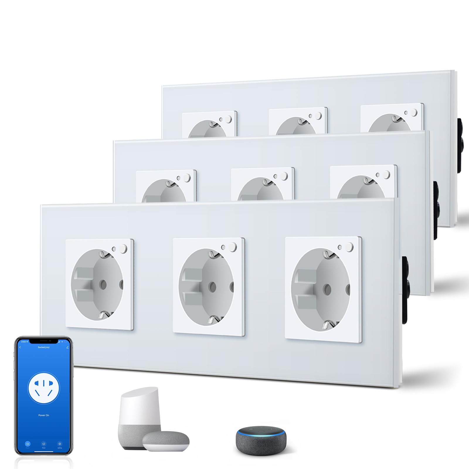 BSEED Enchufe Inteligente con 20W USB y Tipo C,Mate Enchufe Pared Wifi con Medidor Consumo,Control Remoto por APP & Voz,Requiere Cable Neutro,1 Enchufe,Blanco 86mm — view 86