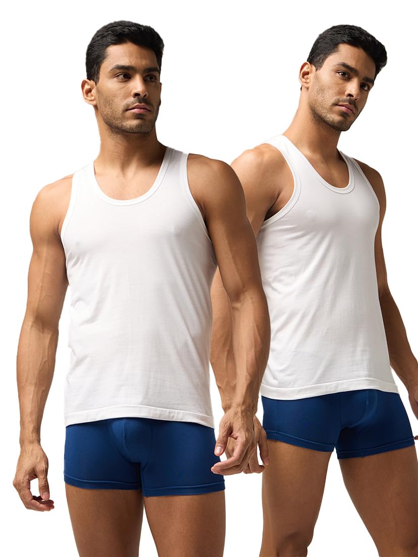 uneon Men’s Vest | Pack of 2 | 100% Combed Cotton Moisture‑Activated Heat Reduction Super Soft Vest-picture-24