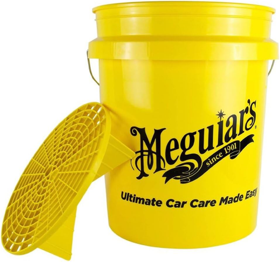 Meguiar's Large Yellow Car Wash Bucket, 22 Litre, Grit Guard Compatible, Ideal for Ultimate Car Care - RG203