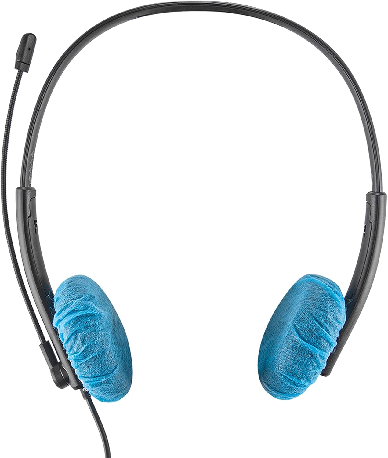 Geekria 100 Pairs Disposable Headphones Ear Cover for Small Call Center Headset Earcup, Stretchable Sanitary Ear Pads Cover, Hygienic Ear Cushion Protector (XS/Blue)