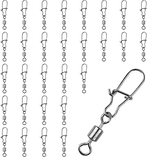 defutay Fishing Swivels Snaps Set,Snap Fishing Swivels Stainless Barrel with Duo Lock,30 Pcs Lure Ball Bearing for Saltwater Freshwater Tackle(30MM,30Pcs)