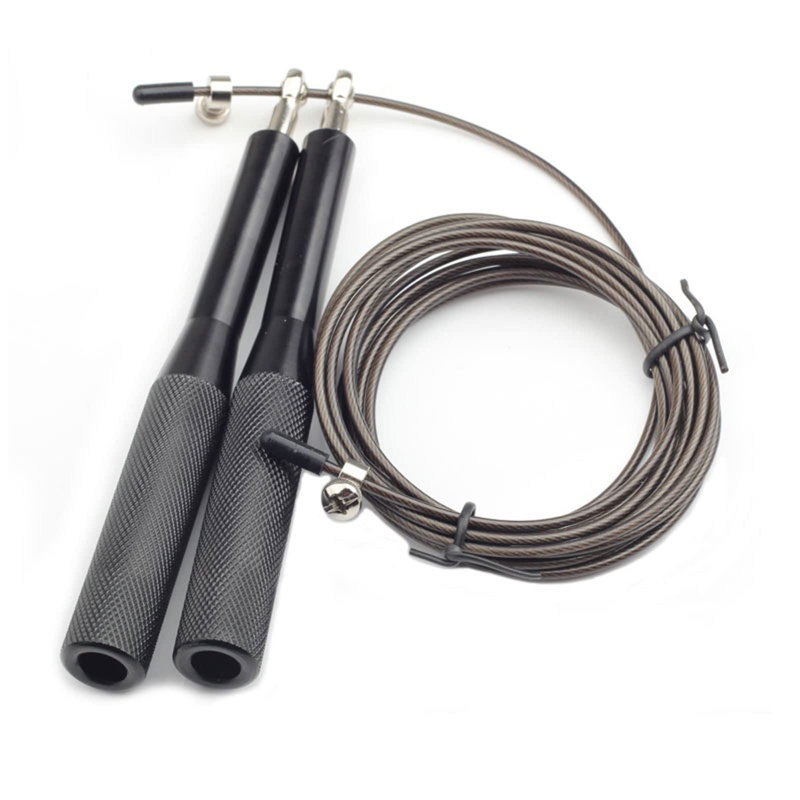 XIANGFATS Cuerda Saltar Speed Jump Rope Professional Men Women Cable de Gimnasio Alimento de Alambre de Acero omitiendo Cuerdas Ajuste de Fitness Cuerdas (Color : Black)