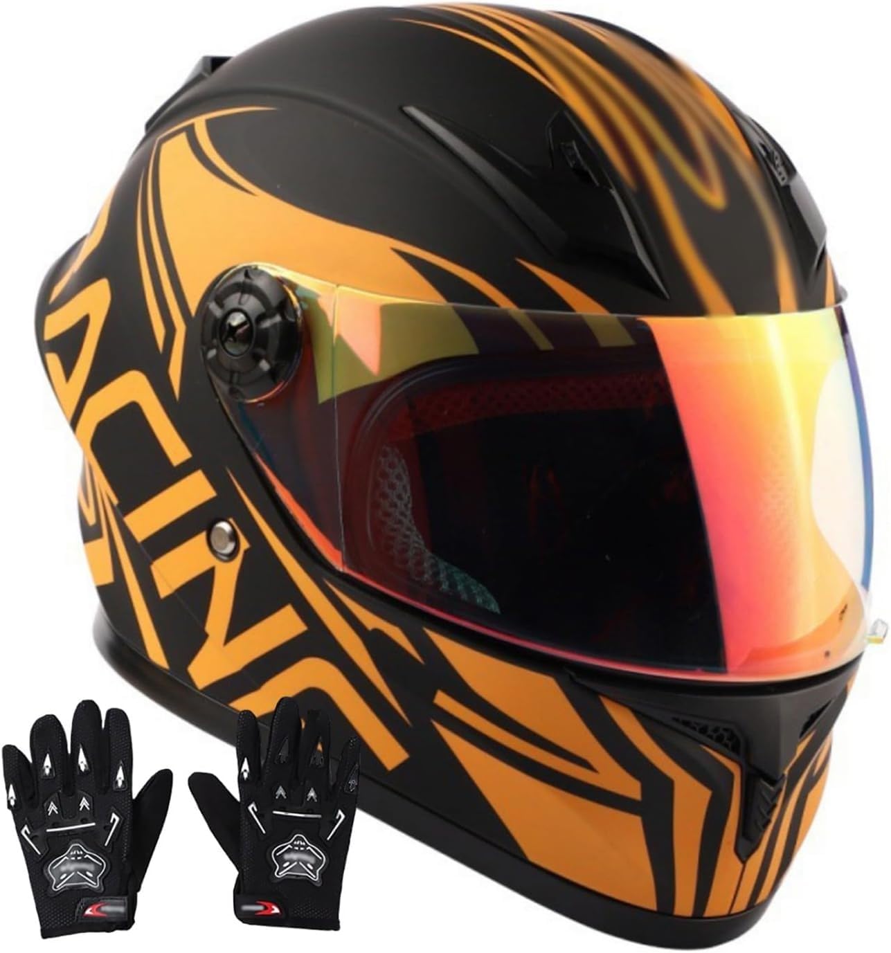 Casco Integrale da Motocross per Bambini dai 3 ai 12 Anni, omologato ECE/DOT, per motociclette Fuoristrada, Quad, Kart, Scooter e motociclette J,S=47-48cm