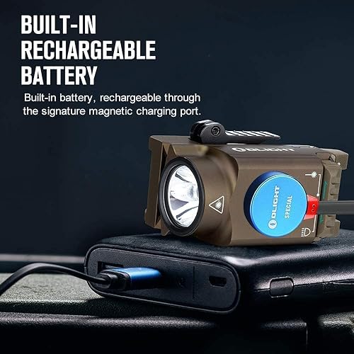 Miniatura 6 de OLIGHT Odin Mini 1250 lúmenes ultra compacto recargable Mlok Mount linterna táctica bronceado desierto, paquete Baldr Mini 600 lúmenes magnético USB