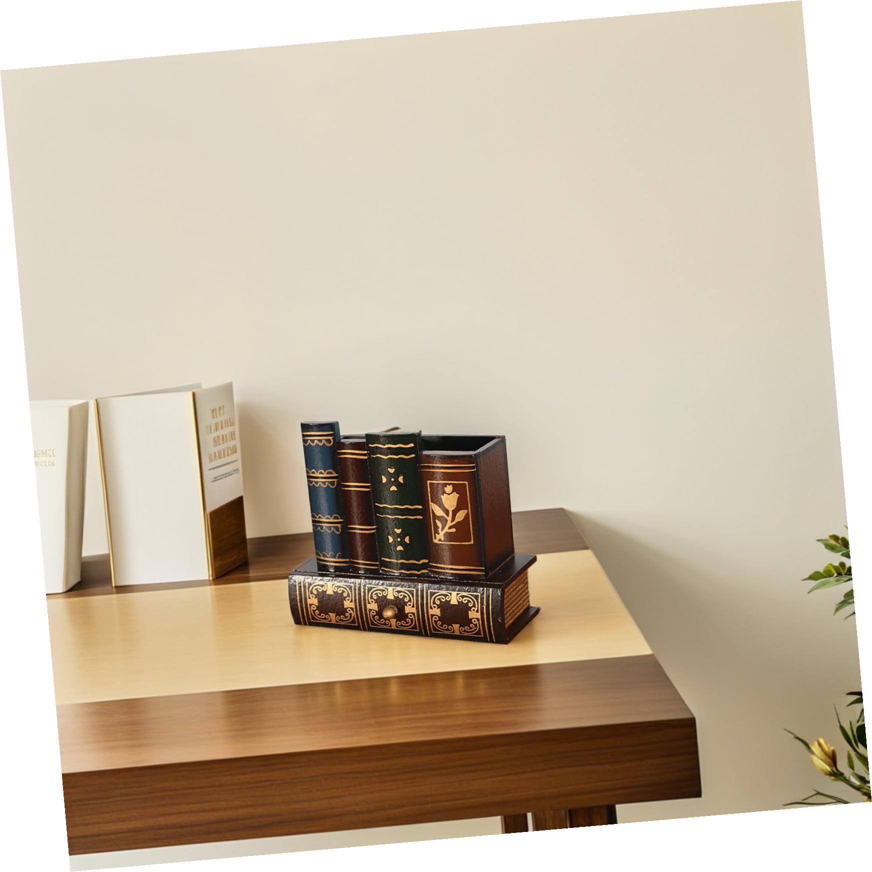 Portalápices de Madera Vintage con Cajón Multifuncional para Escritorio y Oficina