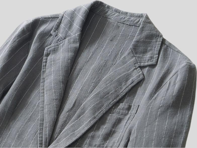 Blazer rayé en lin homme coupe ample manches longues chic