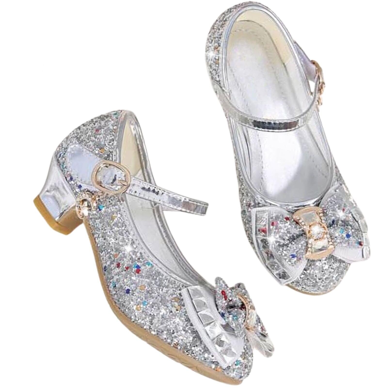 Stöckelschuhe für Mädchen Prinzessin Glitzer Absatz Schuh Ballerina