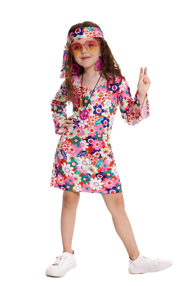 Vestido Hippie 70s para Niñas 5-14 años miniatura 7