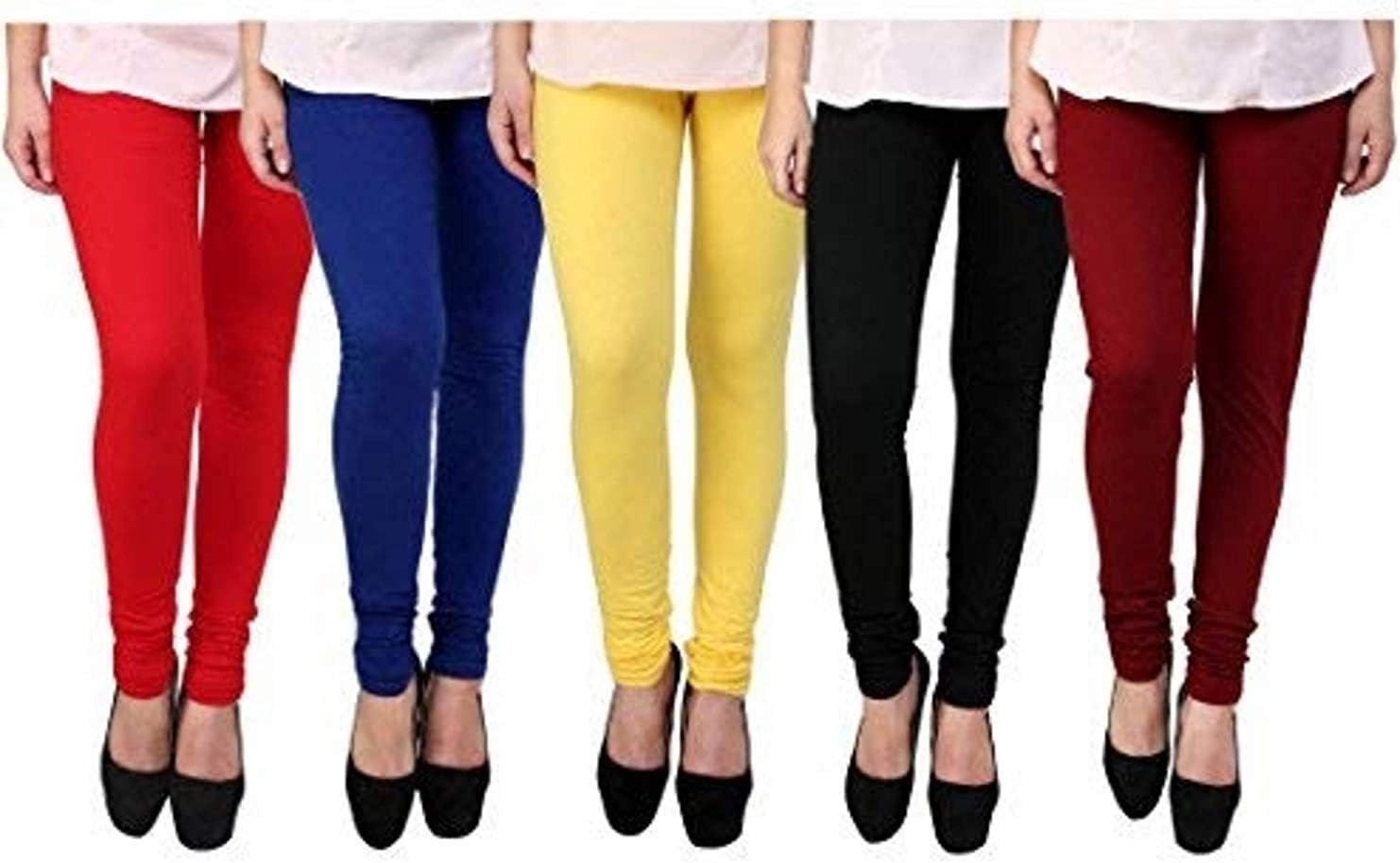 Rudraksha Cotton Lycra Leggings for Woman (Pack of 5)