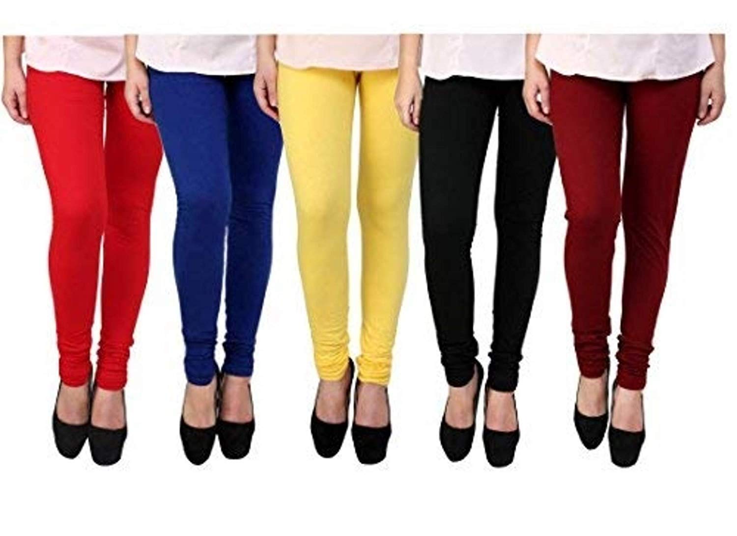 Rudraksha Cotton Lycra Leggings for Woman (Pack of 5)