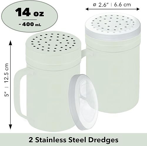 Miniatura 31 de CUSINIUM Salero de metal y pimienta, con asa, condimentos y especias con agujeros y tapas, 10 onzas, 2 piezas, estilo: mediano plateado,Negro