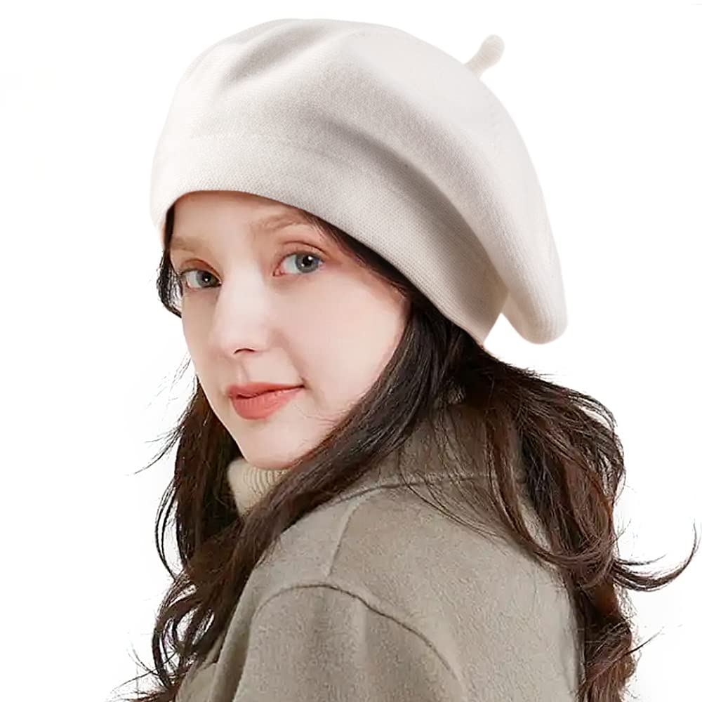 1423 2 Layers Classic French Beret For Women Hats Warm Cable Knit Cap Wool LADYBRO 2 Layers French Beret Hats for Women, Wool Soft Warm  main image 4