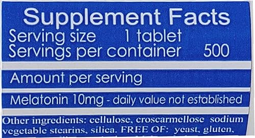 Miniatura 2 de Melatonin 500 count 10mg Quick Dissolve Vegan Super Strength