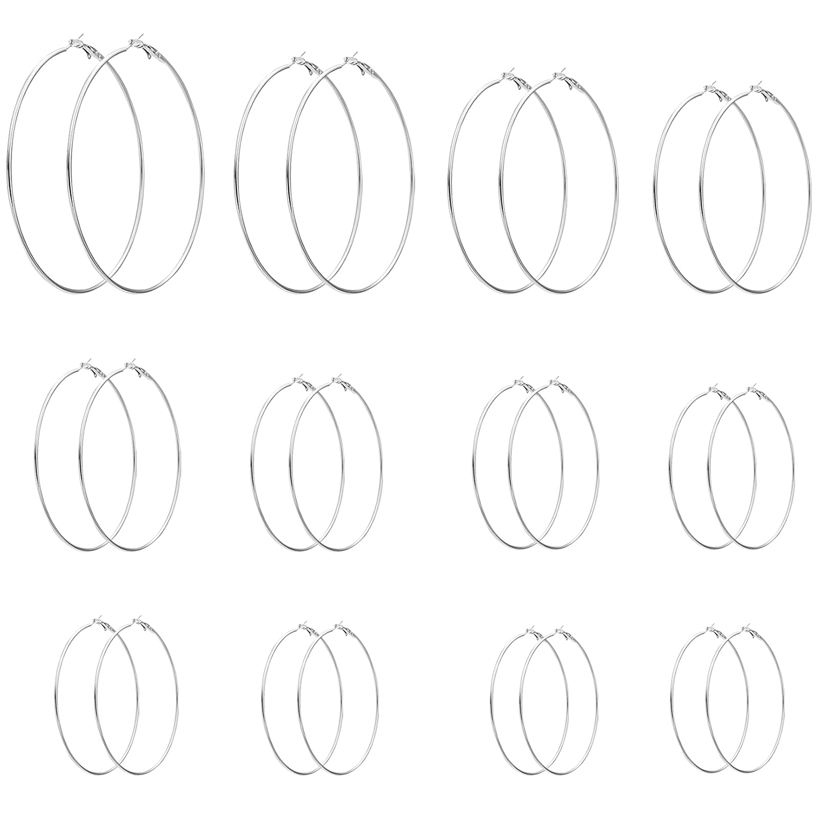 Zeayebsr 12 Pares Pendientes de Aro de Cartílago Pendientes de Aro Pequeños de Acero Inoxidable Anillos de Labio Nariz, Pendientes de aro de plata de ley 925 para Hombres Mujer