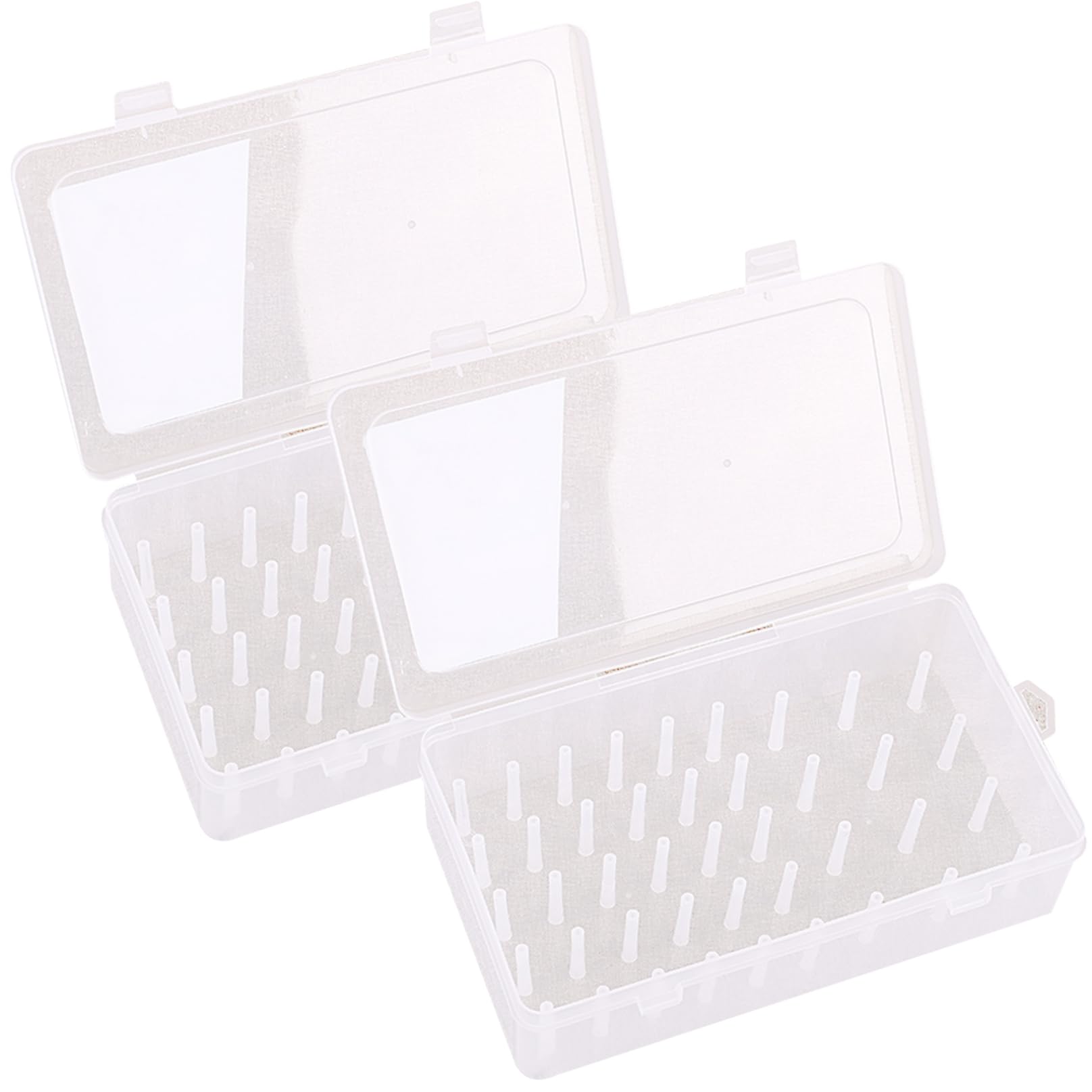 Tsawntd Sewing Thread Storage Holds 42 Spool 2PCS Thread Holder Empty Visible Cotton Reel Storage Plastic Leakproof Sewing Box for Embroidery Spools Transparent Spool Holder