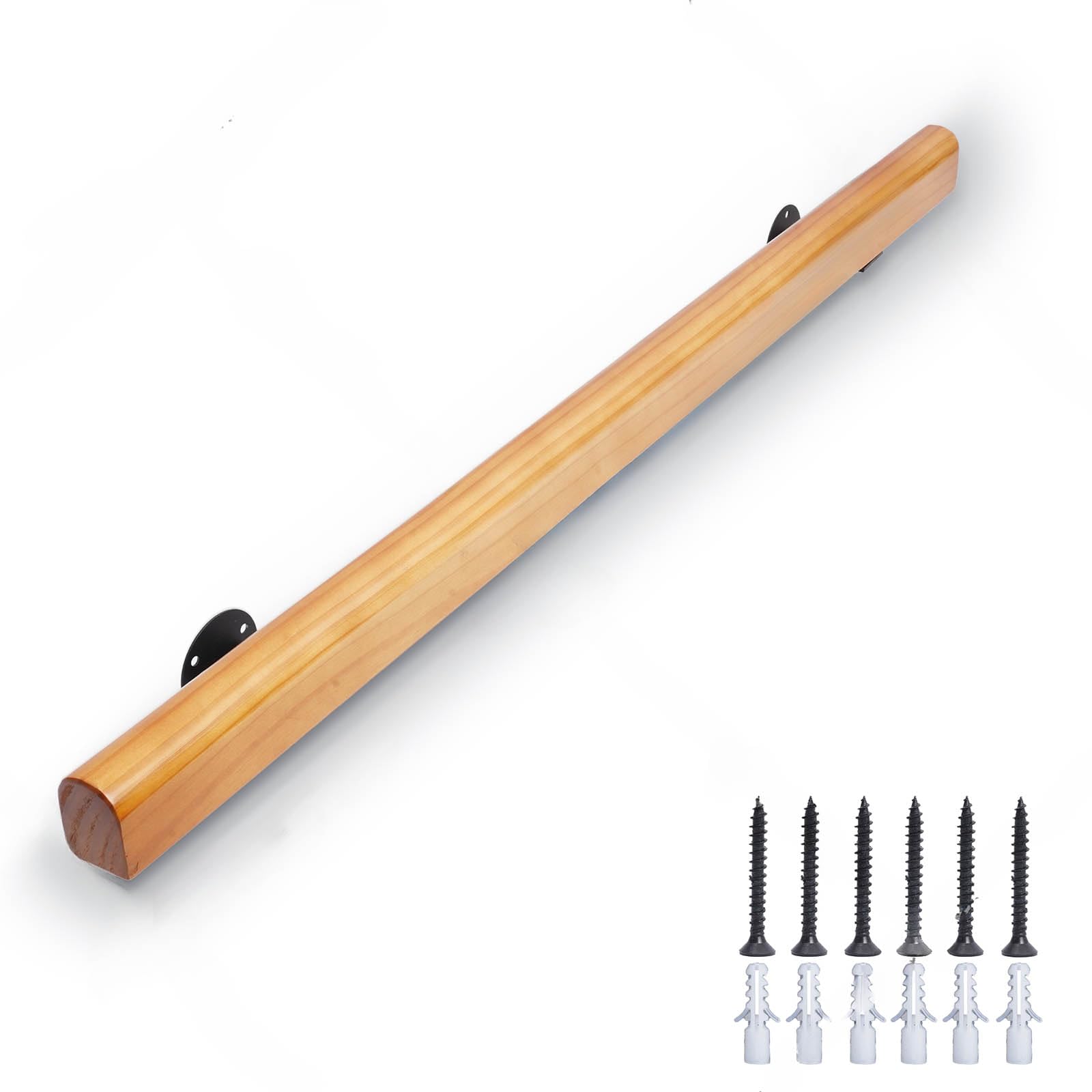 Wooden Handrails, 1-20ft Non-Slip Staircase Handrail, for Home Garden Corridor Lofts Kindergarten Guardrail Decking Railings, Wall Mounted