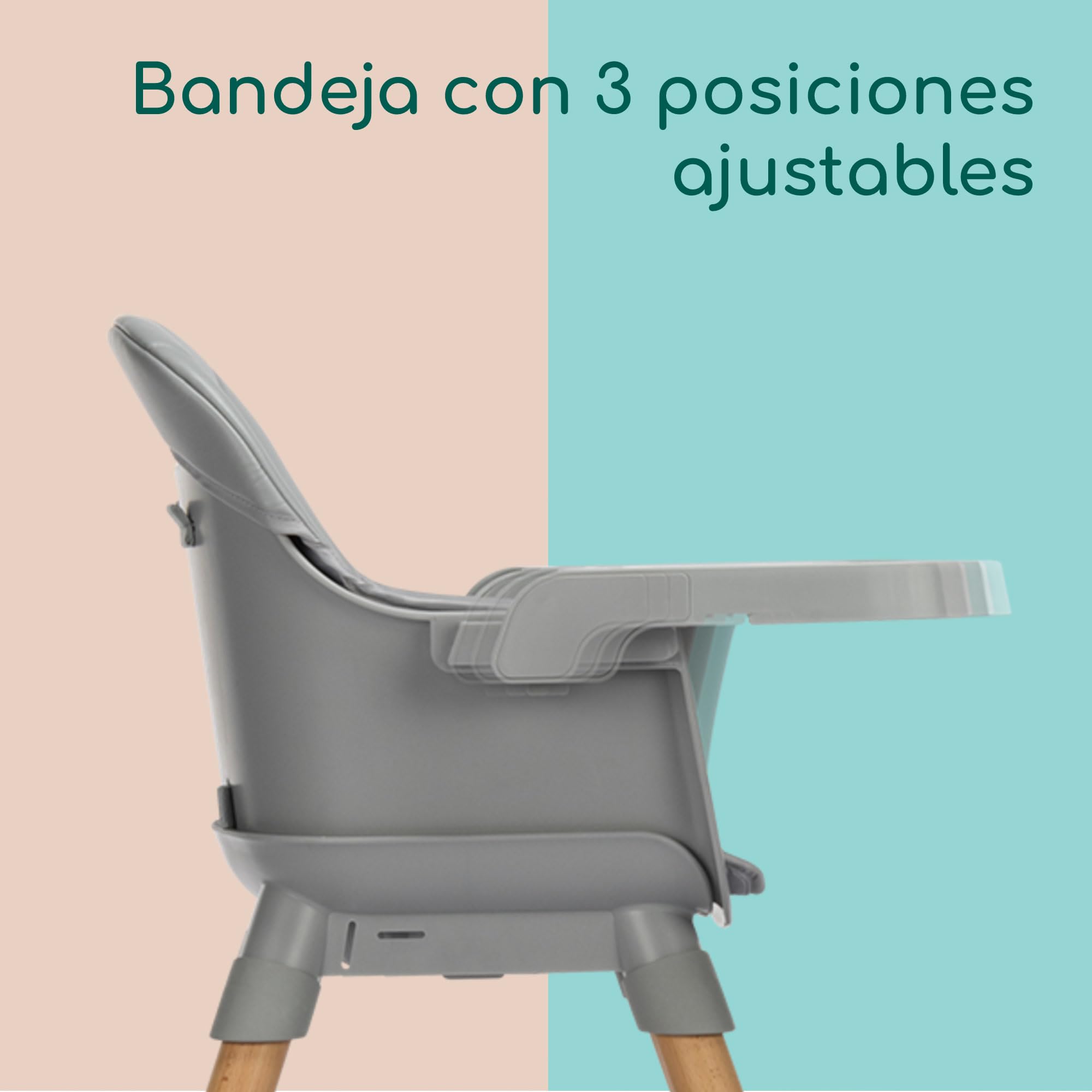 Bebeconfort Avista 2, Trona 4 en 1, Trona de Bebé Evolutiva, Asiento Elevador, Silla para Niño Pequeño, de 6 meses a 14 años (de 9 a 60 kg), Cojines Acolchados, Bandeja Ajustable, Tinted Grey