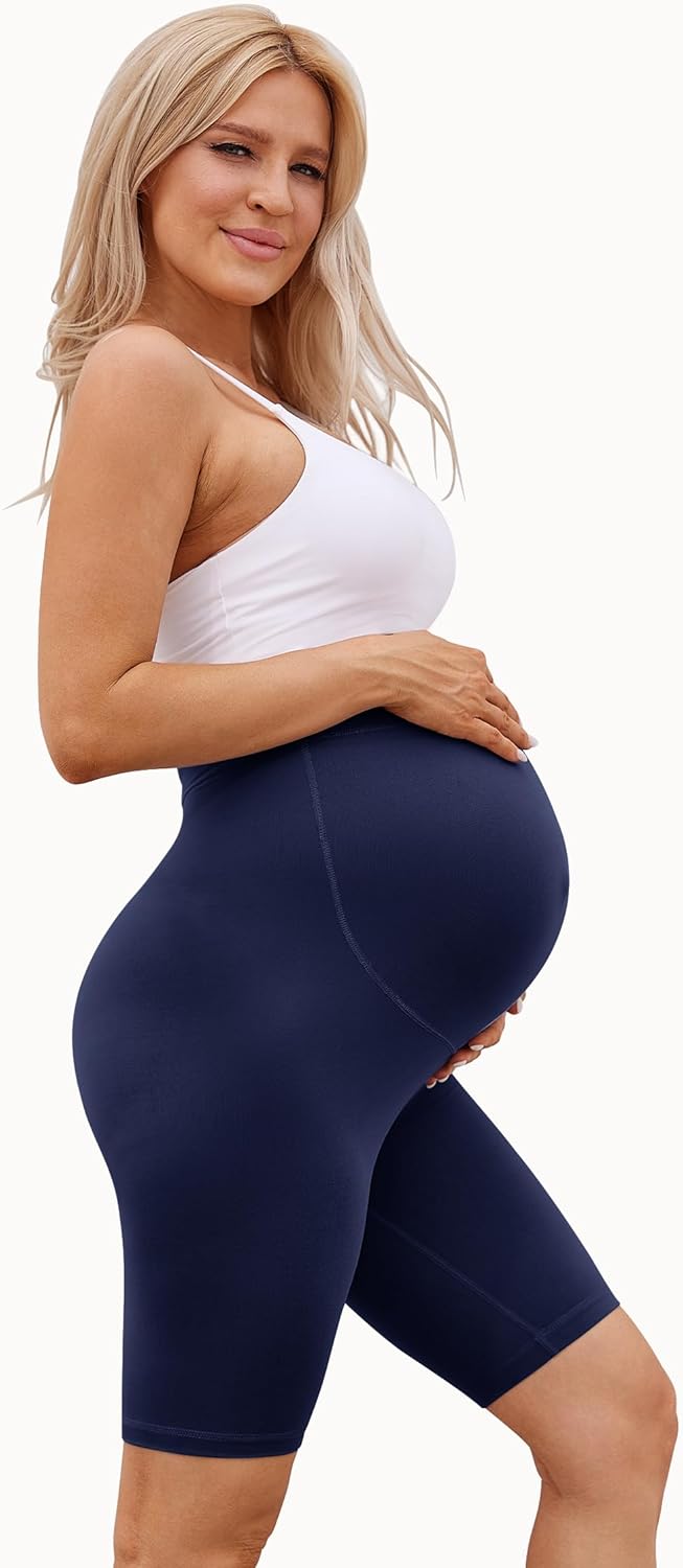 BONVIGOR Buttercloud Maternity Shorts Over The Belly-8" Pregnancy Biker Shorts Women Lounge Yoga Pants - Image 3