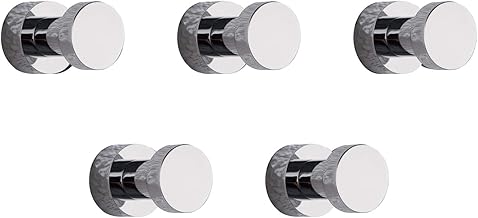 BGL Wall Hooks No Drilling Heavy Duty Towel Hooks for Bathroom Kitchen Closet Door Chrome Brass Pack of 5