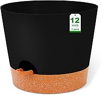 Vista 45 de GARDIFE 10/9/8 inch Plant pots, planters for Indoor Plants, self Watering Plant Pot, Flower pots, Black