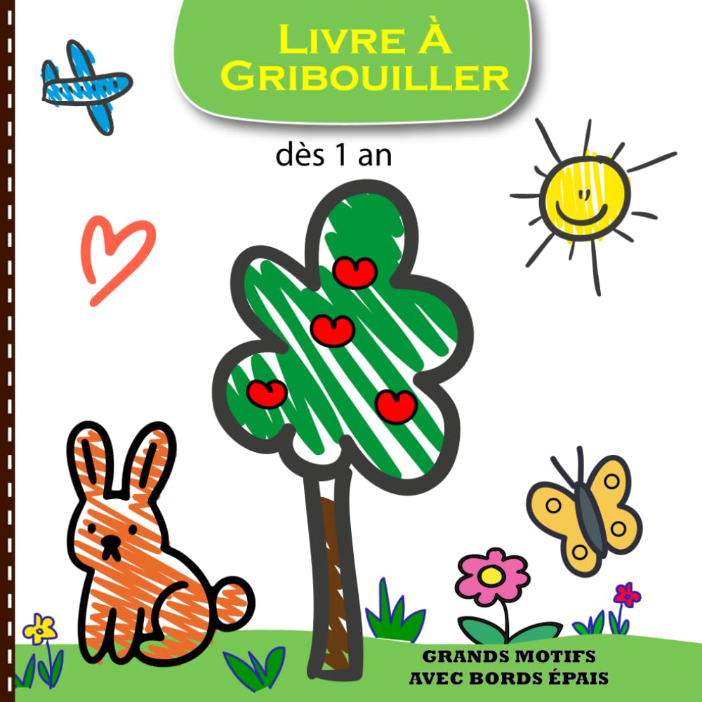 Livre à gribouiller dès 1 an: Colorier, apprendre et identifier des objets, des animaux, des légumes,des fruits... | Dessins simples aux contours épais | Format (21.59cmX21.59cm).