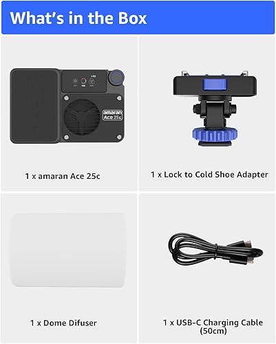 Miniatura 8 de amaran Ace - Luz de video 25c, luz portátil RGB de 25 W para fotografía, luces de video en cámara CRITLCI 95+, CCT 2,300K-10,000K, luz de vlog