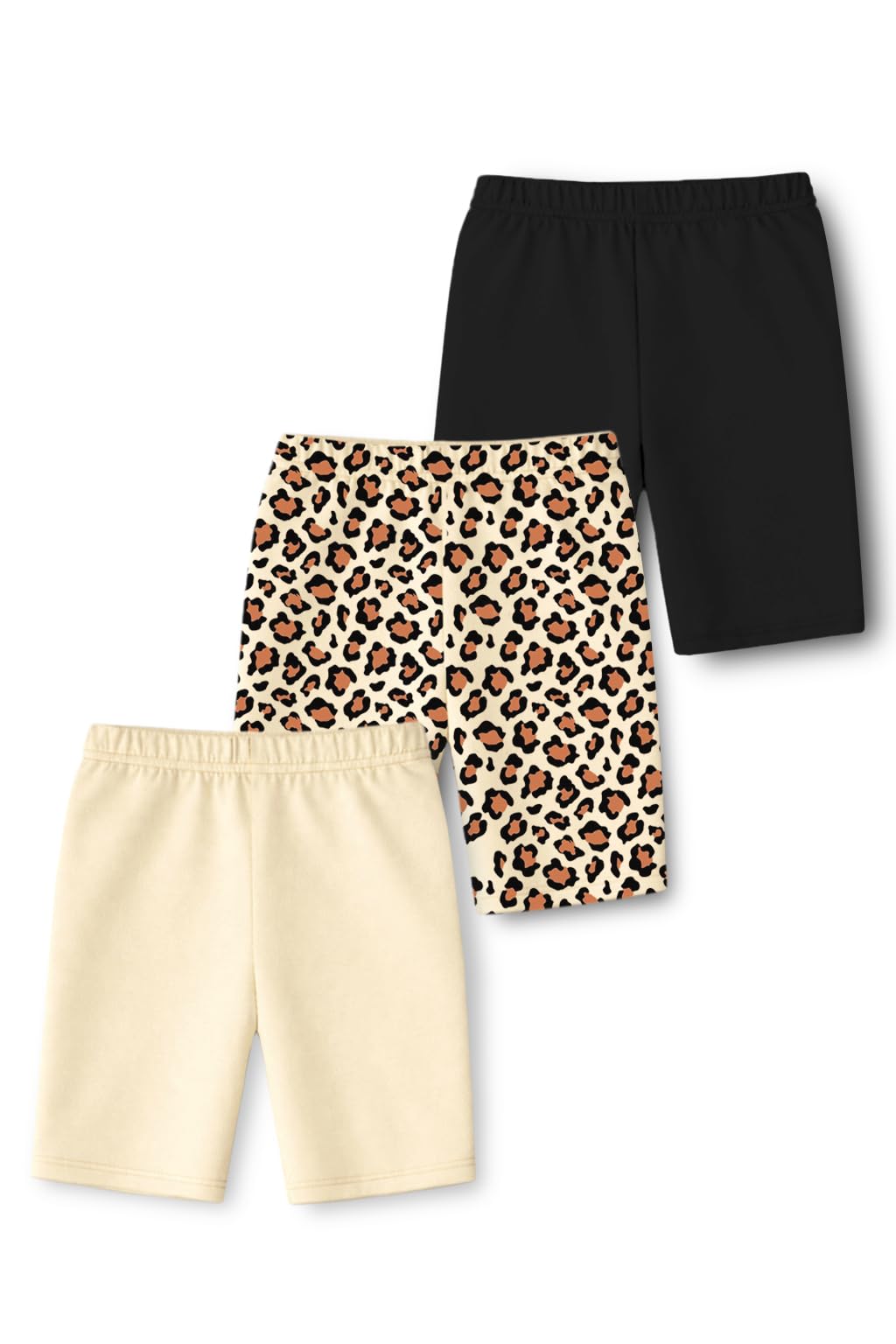 Trampoline Girls Pack of 3 Cycling Shorts | Kids Cotton Shorts Combo | Soft Mid Thigh Casual Active Wear Shorts for Girls | Leopard Print Multicolor-picture-11