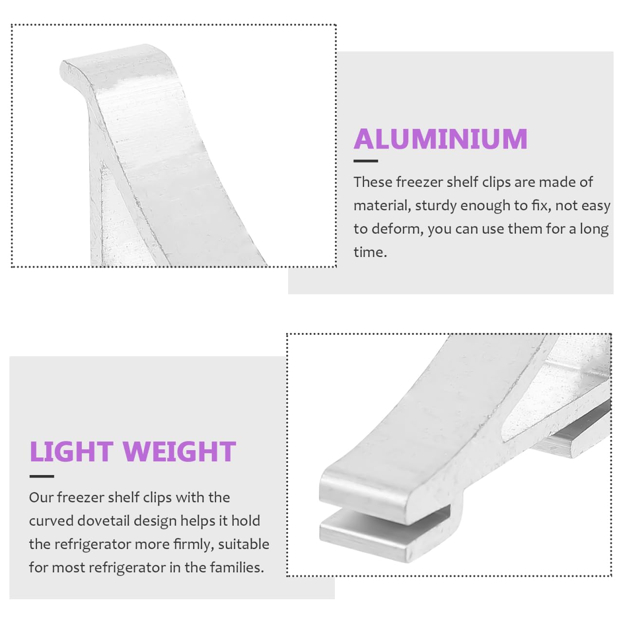 Refrigerator Shelf Clips - 8 Pack Aluminum -8