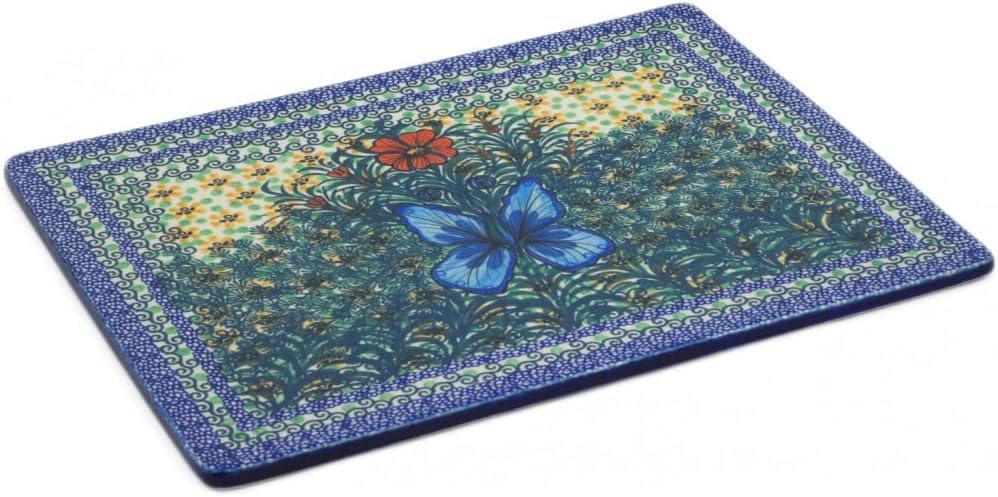 Polmedia Polish Pottery Cookie Sheet UNIKAT - Butterfly Holly Pattern Handmade in Boleslawiec Poland by Ceramika Artystyczna + Certificate of Authenticity