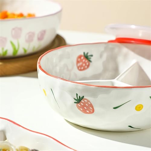 Miniatura 4 de Bandeja de almuerzo de cerámica con compartimento profundo para cafetería, control de porciones y platos llanos para pérdida de peso, 7 pulgadas